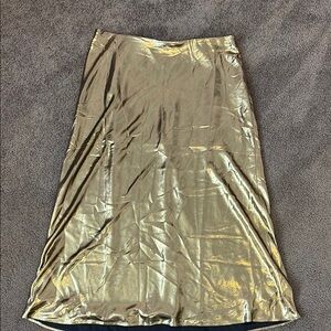 J. Crew Gold Maxi A-Line Skirt for Cocktail Nights